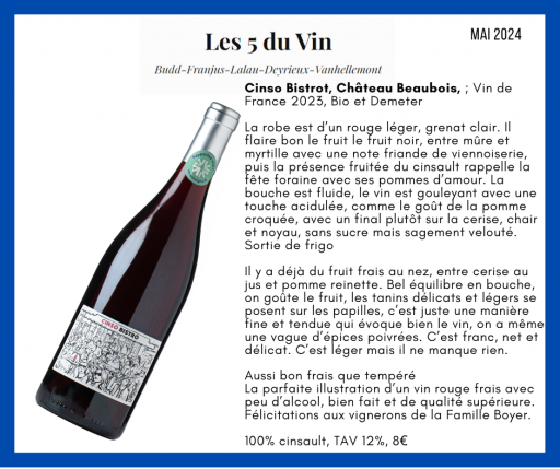 Cinso Bistro Les 5 du vin 